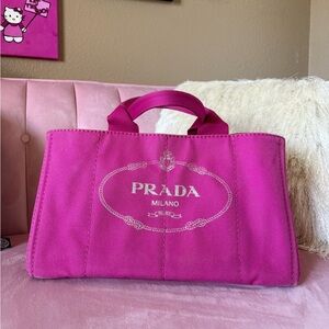 PRADA CANAPA Fuchsia  Hot Pink Tote Bag. Extra Large